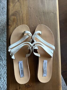 Steve Madden White Multi-Strap Slide Sandals